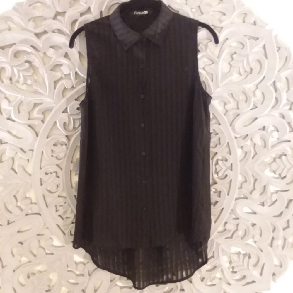 Forever 21 Tunic Tank Top Black & Sheer